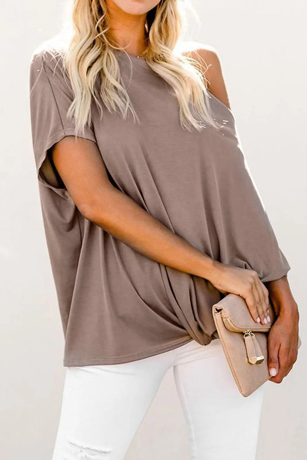 Off-The-Shoulder Slash Neck Casual Loose Fitting Top