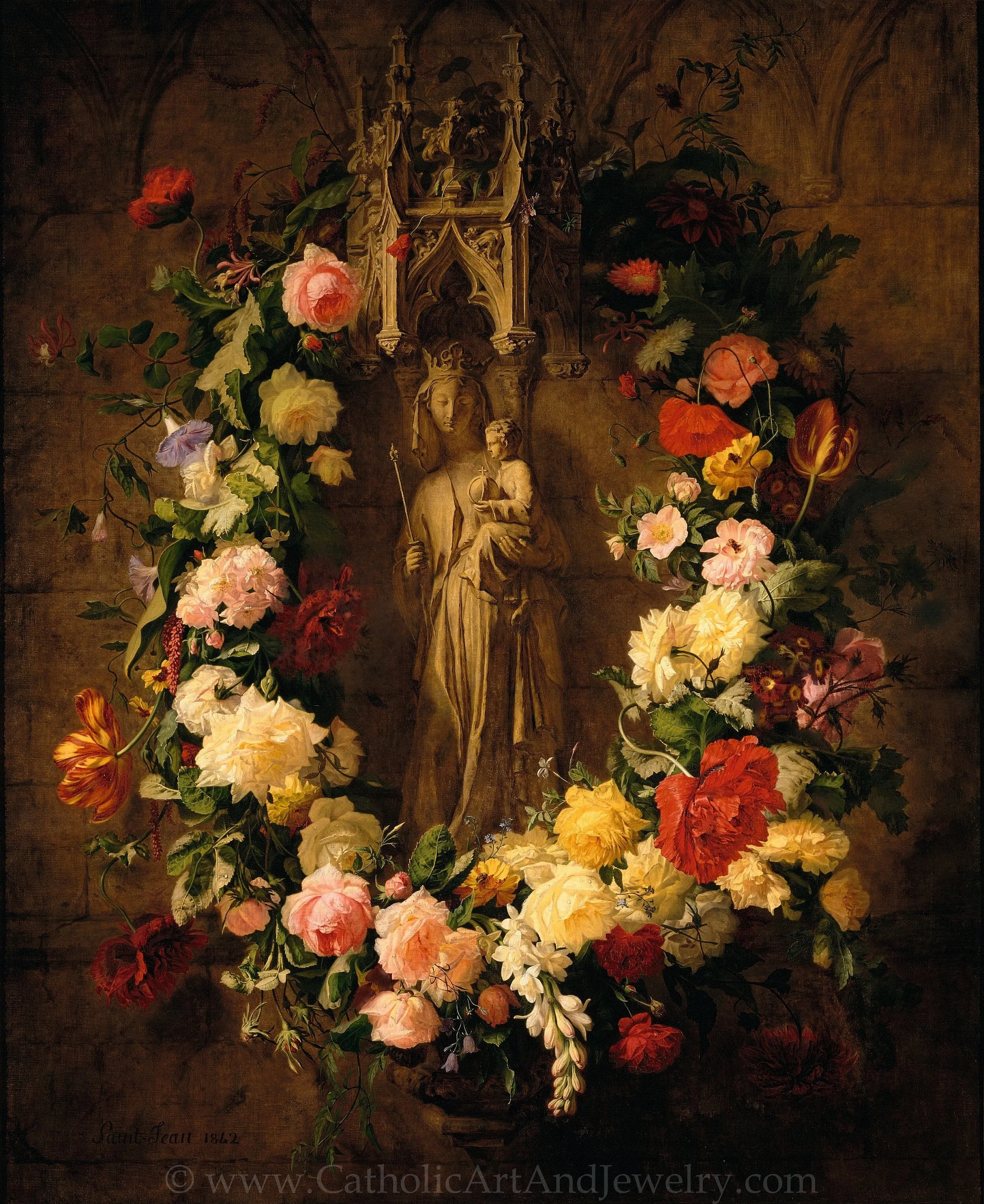 Offering to Our Lady – Simon Saint-Jean – Vintage Catholic Art Print – Archival Quality