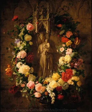Offering to Our Lady – Simon Saint-Jean – Vintage Catholic Art Print – Archival Quality