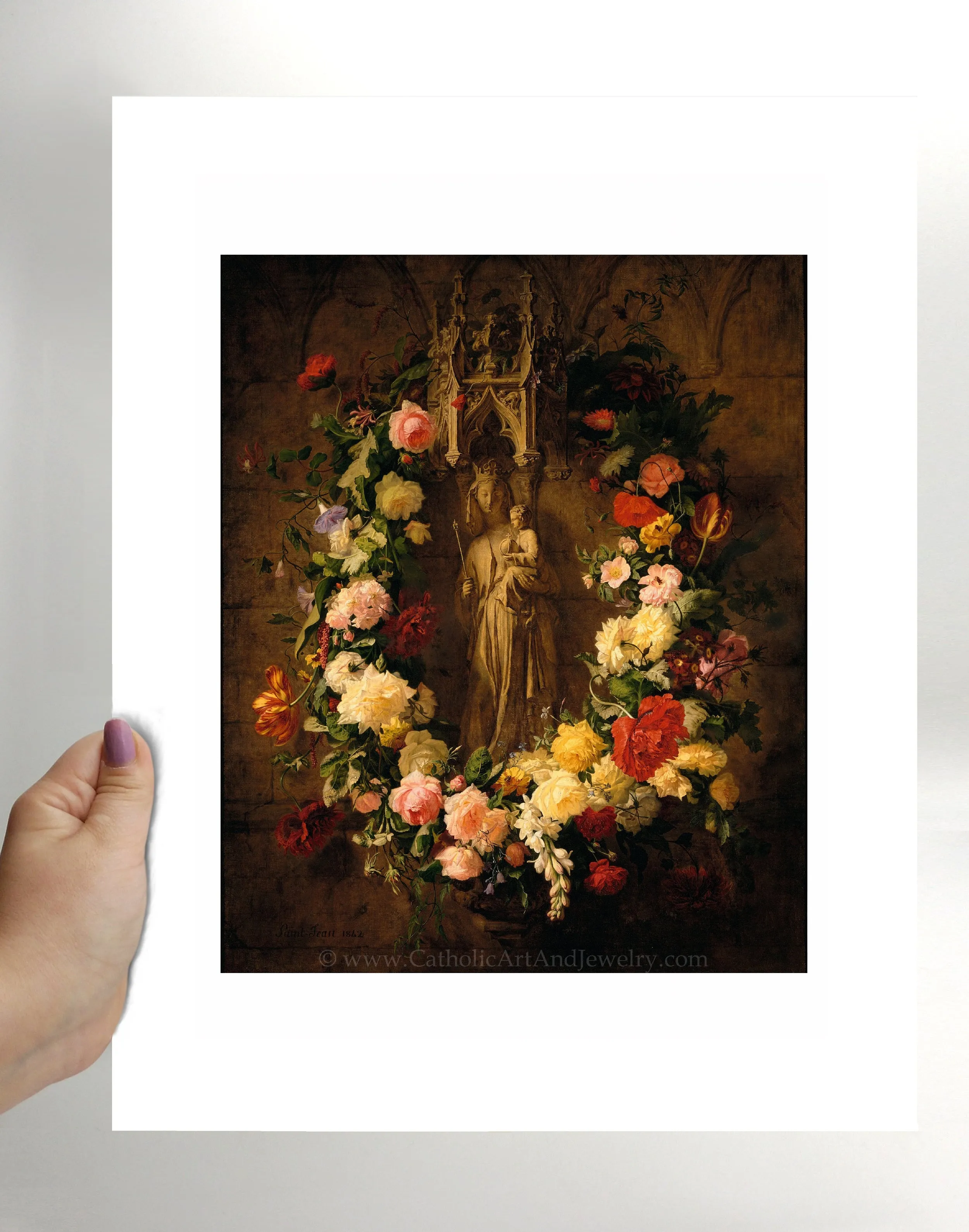 Offering to Our Lady – Simon Saint-Jean – Vintage Catholic Art Print – Archival Quality