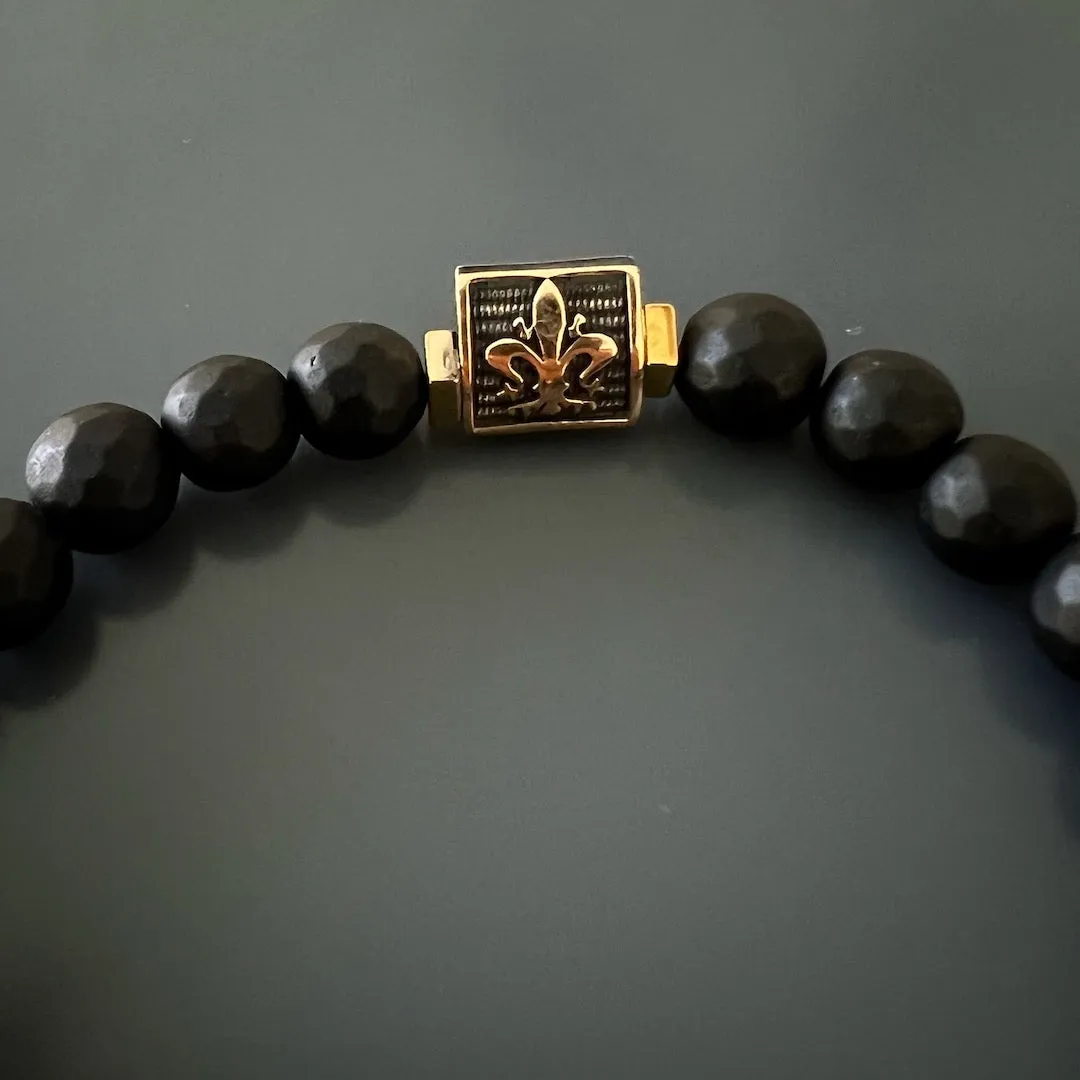 Onyx Fleur De Lis Beaded Bracelet