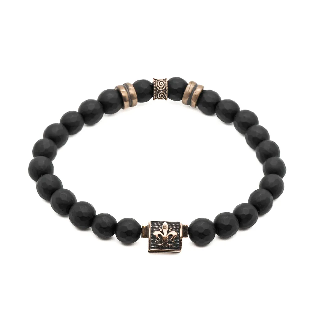 Onyx Fleur De Lis Beaded Bracelet