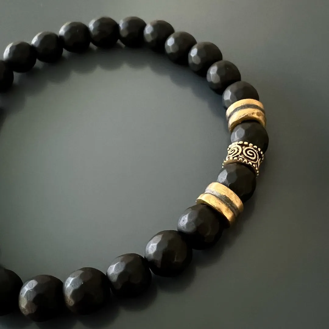 Onyx Fleur De Lis Beaded Bracelet