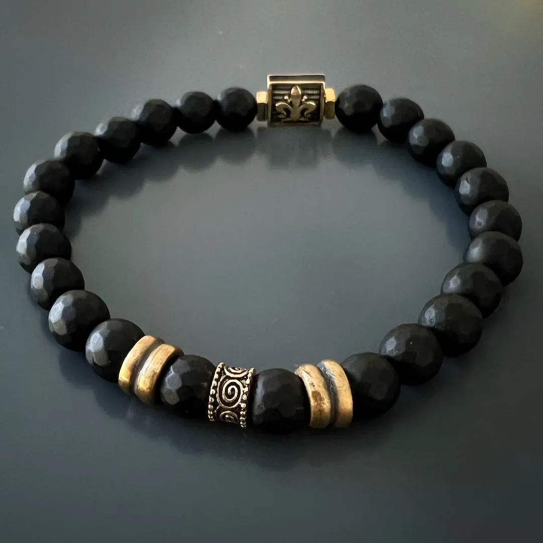 Onyx Fleur De Lis Beaded Bracelet