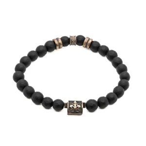 Onyx Fleur De Lis Beaded Bracelet