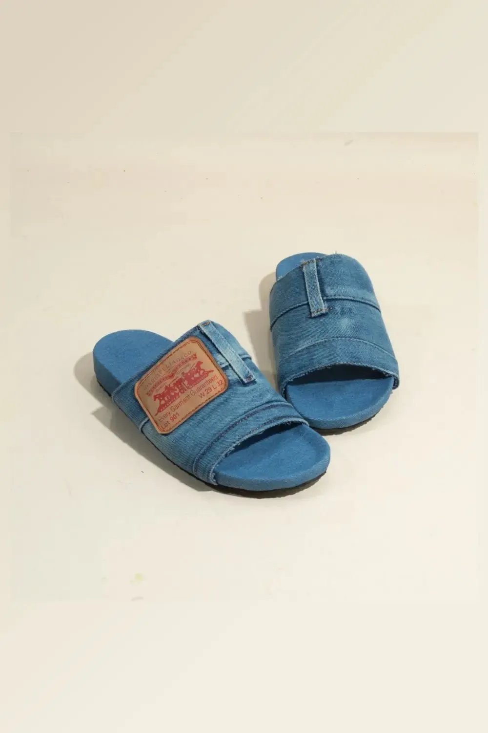 Open Toe Flat Denim Sandals