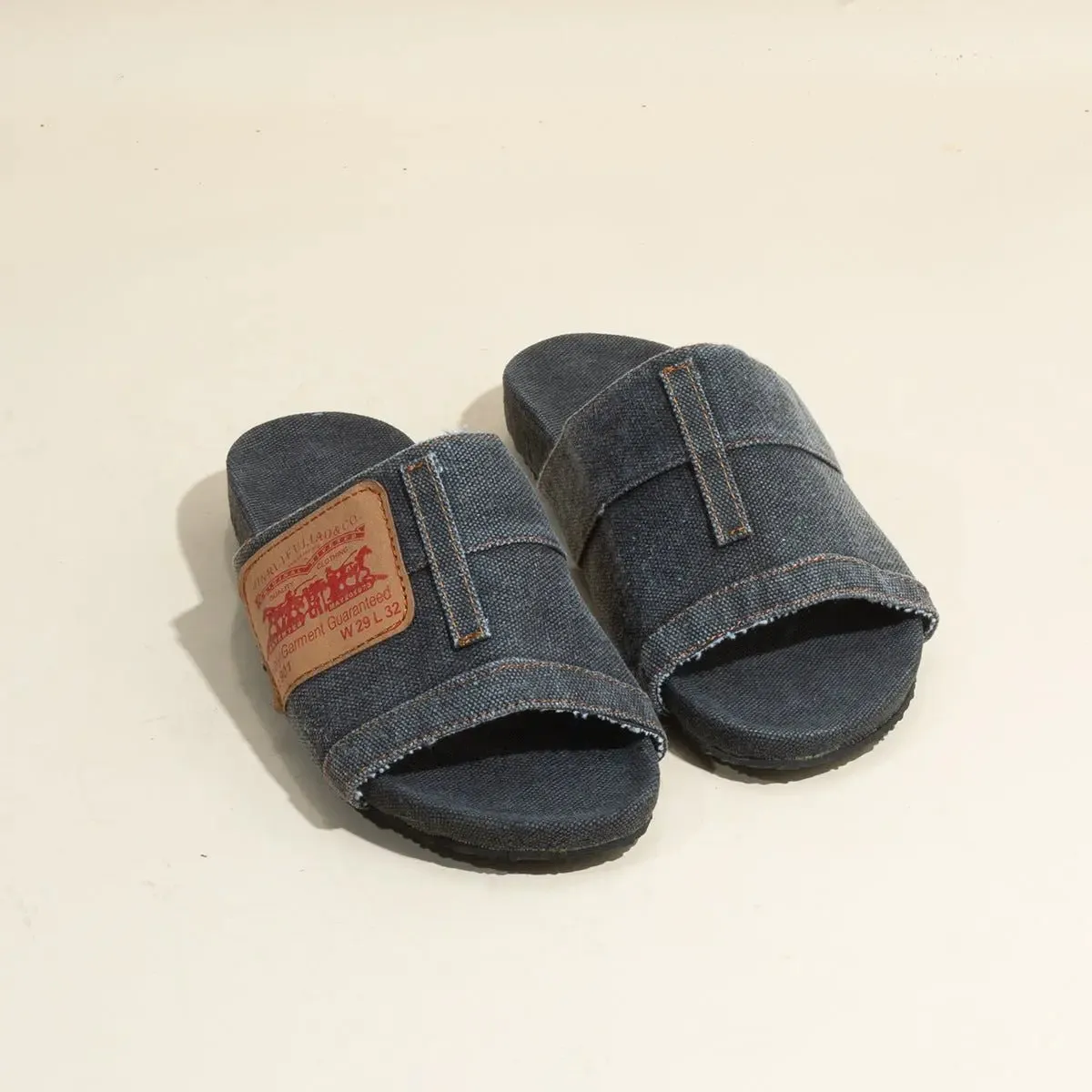 Open Toe Flat Denim Sandals