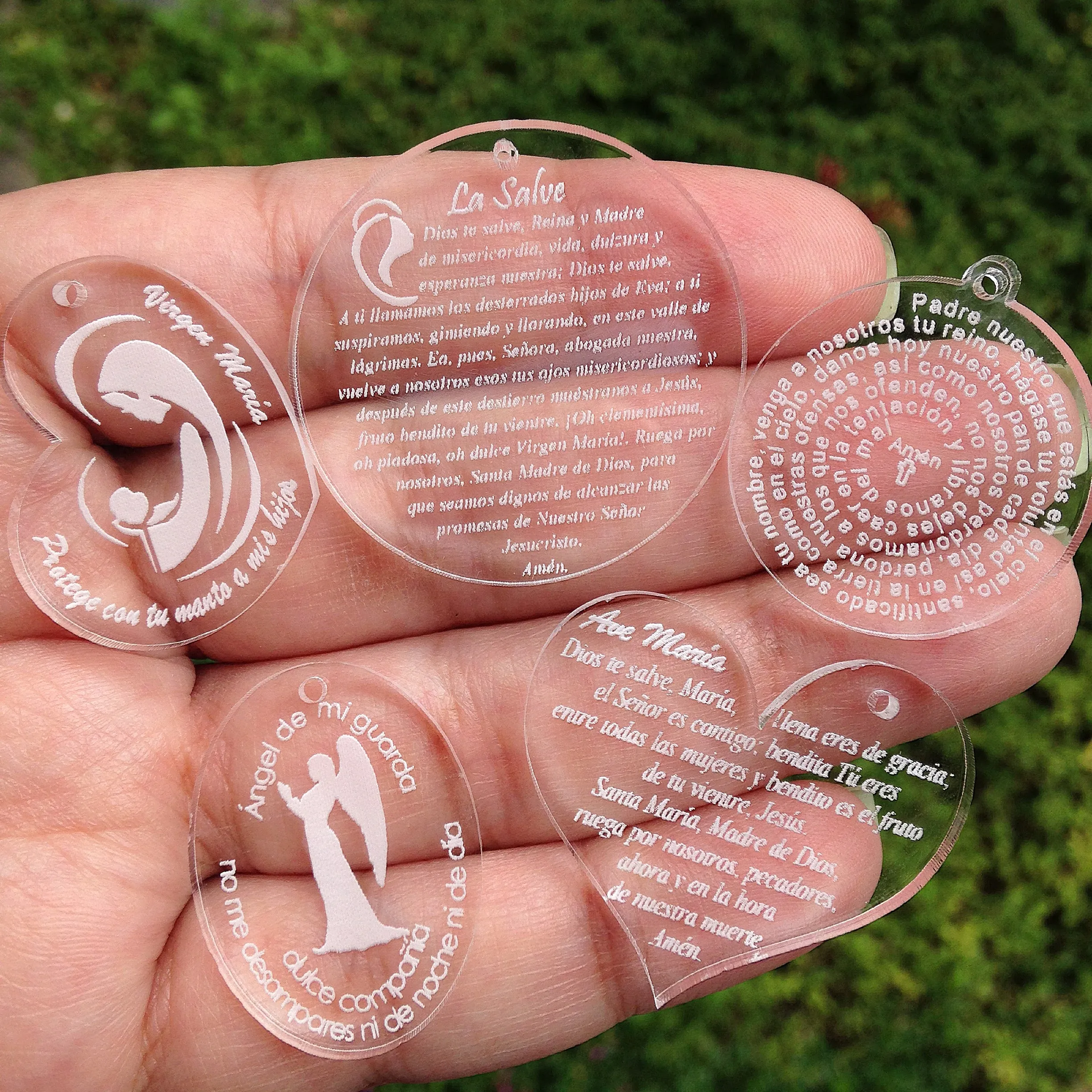 Oraciones en Dijes Transparentes - 10 Piezas, 30-40mm / Translucid prayer charm - 10 pieces, 30-40mm