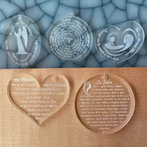 Oraciones en Dijes Transparentes - 10 Piezas, 30-40mm / Translucid prayer charm - 10 pieces, 30-40mm