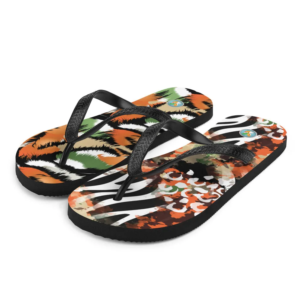 Orange Animal Print - Flip-Flops