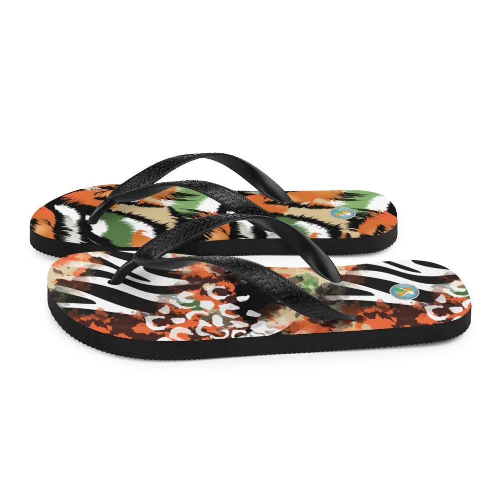 Orange Animal Print - Flip-Flops