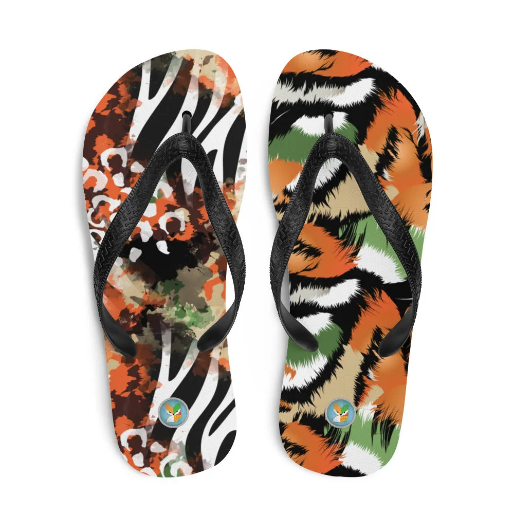 Orange Animal Print - Flip-Flops