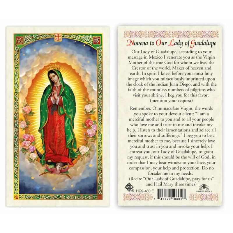 Our Lady of Guadalupe Novena Holy Card (Plastic Covered)