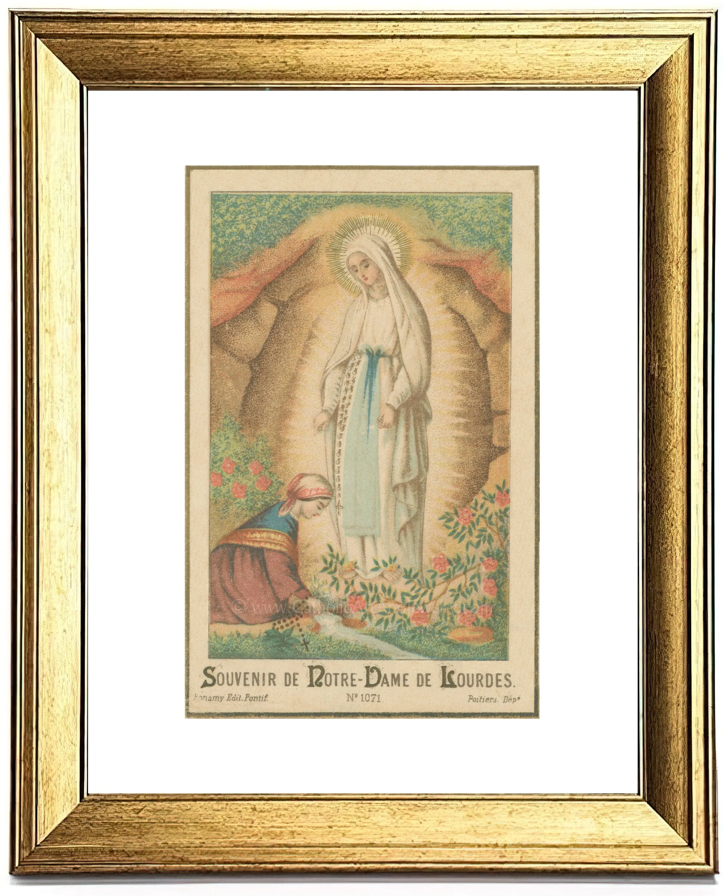 Our Lady of Lourdes – Based on Vintage Holy Card – 3 sizes – Catholic Art