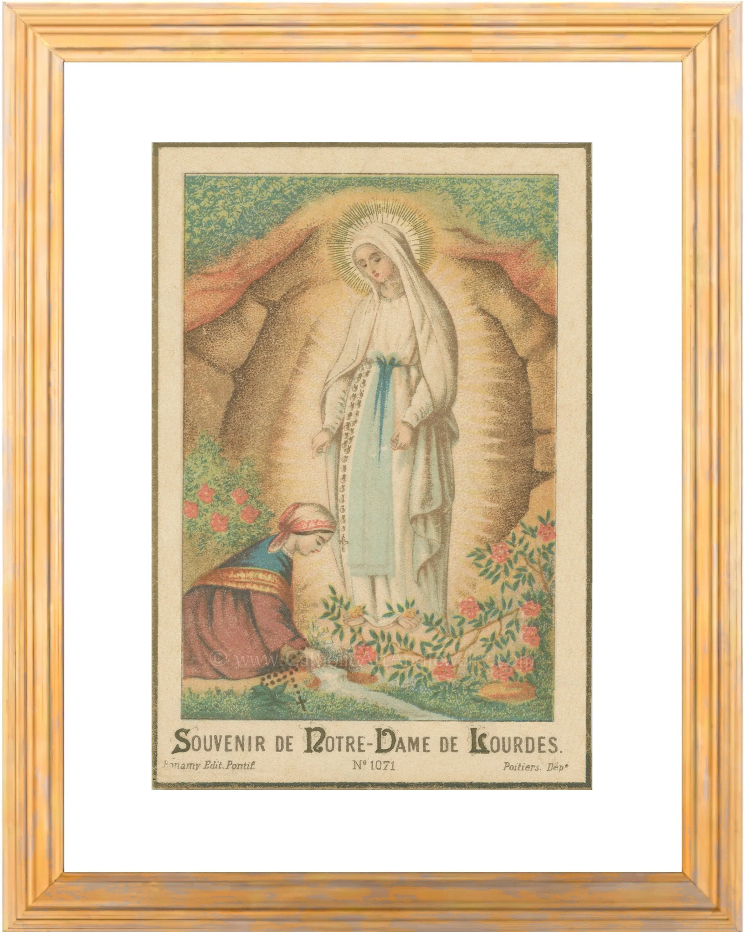 Our Lady of Lourdes – Based on Vintage Holy Card – 3 sizes – Catholic Art