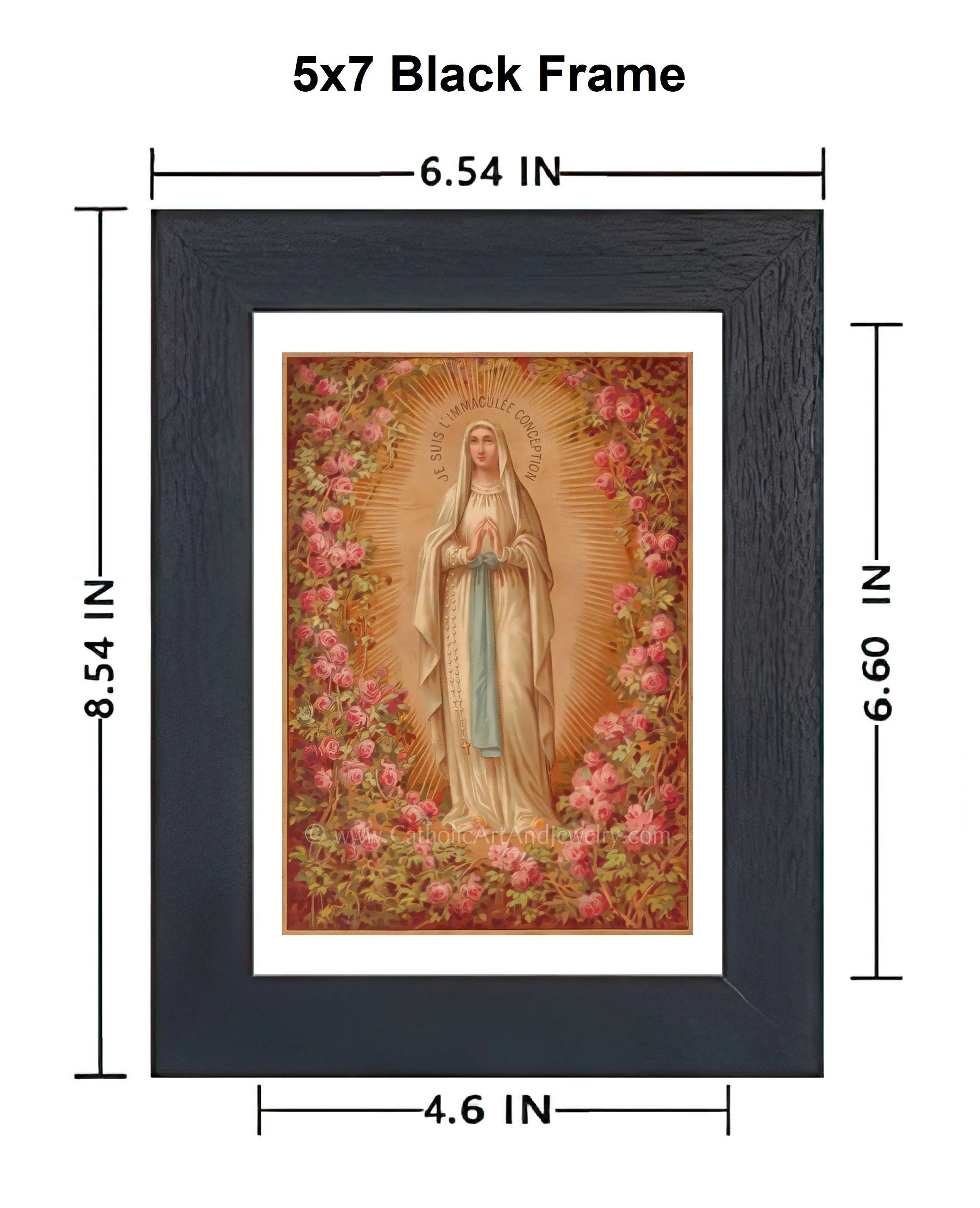 Our Lady of Lourdes Roses – based on a Vintage French Holy Card – Catholic Art Print
