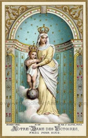 Our Lady of Victory – based on a Vintage French Holy Card – Catholic Art Print – Unique Catholic Gift