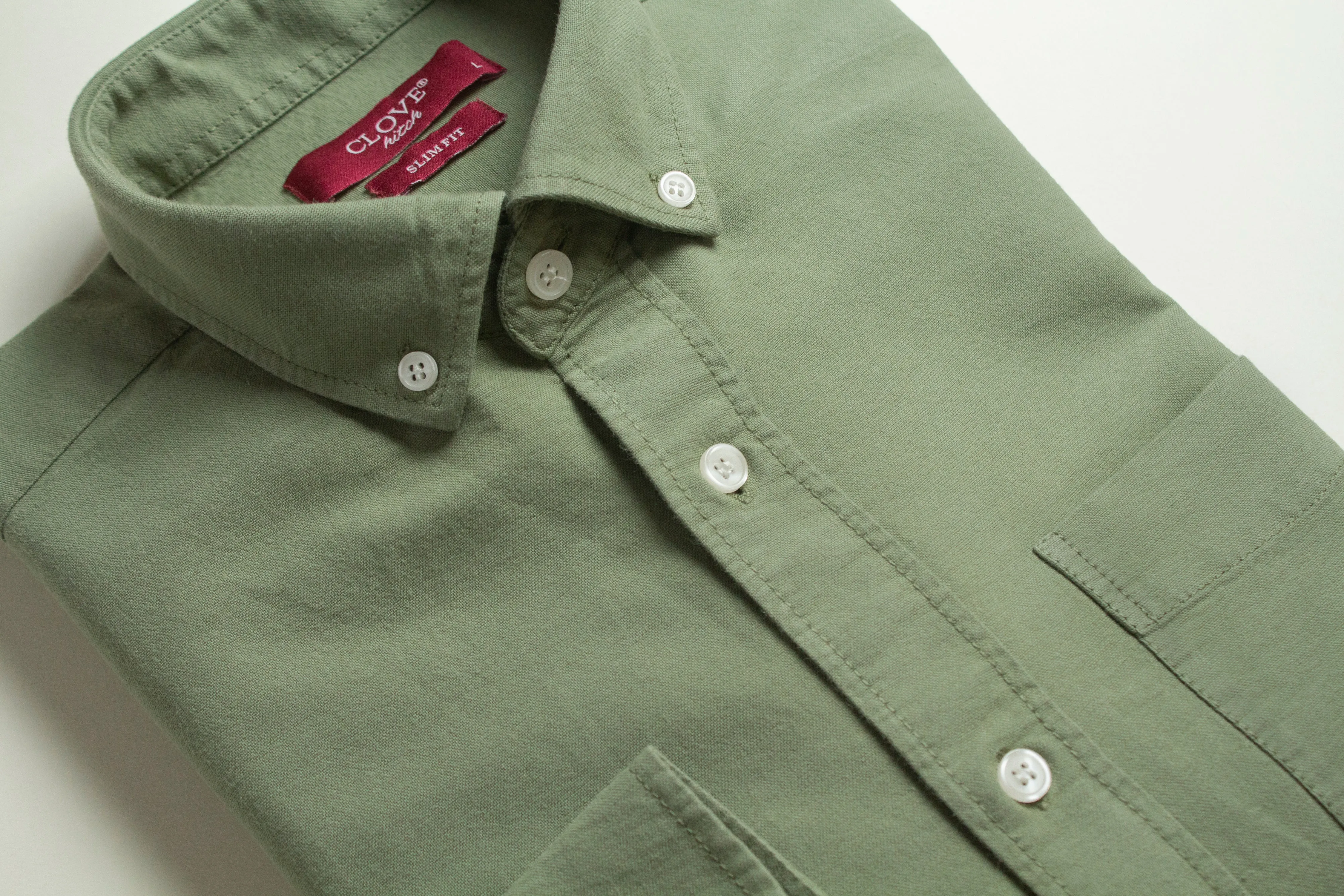 Oxford Cotton Shirt (With Pocket) - Matcha Green