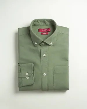 Oxford Cotton Shirt (With Pocket) - Matcha Green