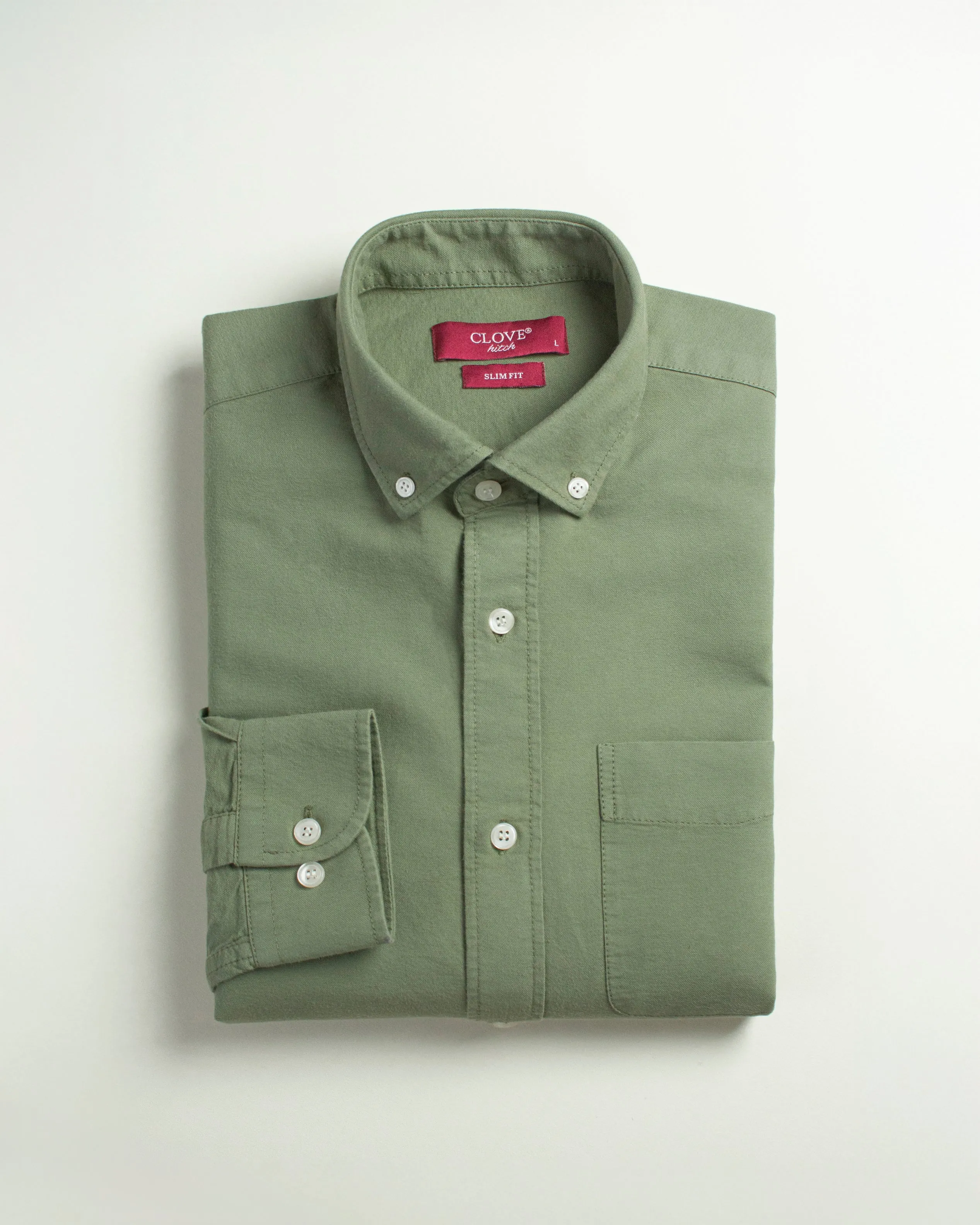 Oxford Cotton Shirt (With Pocket) - Matcha Green