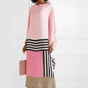 Pink, Black & White Flowing Geometric Dress