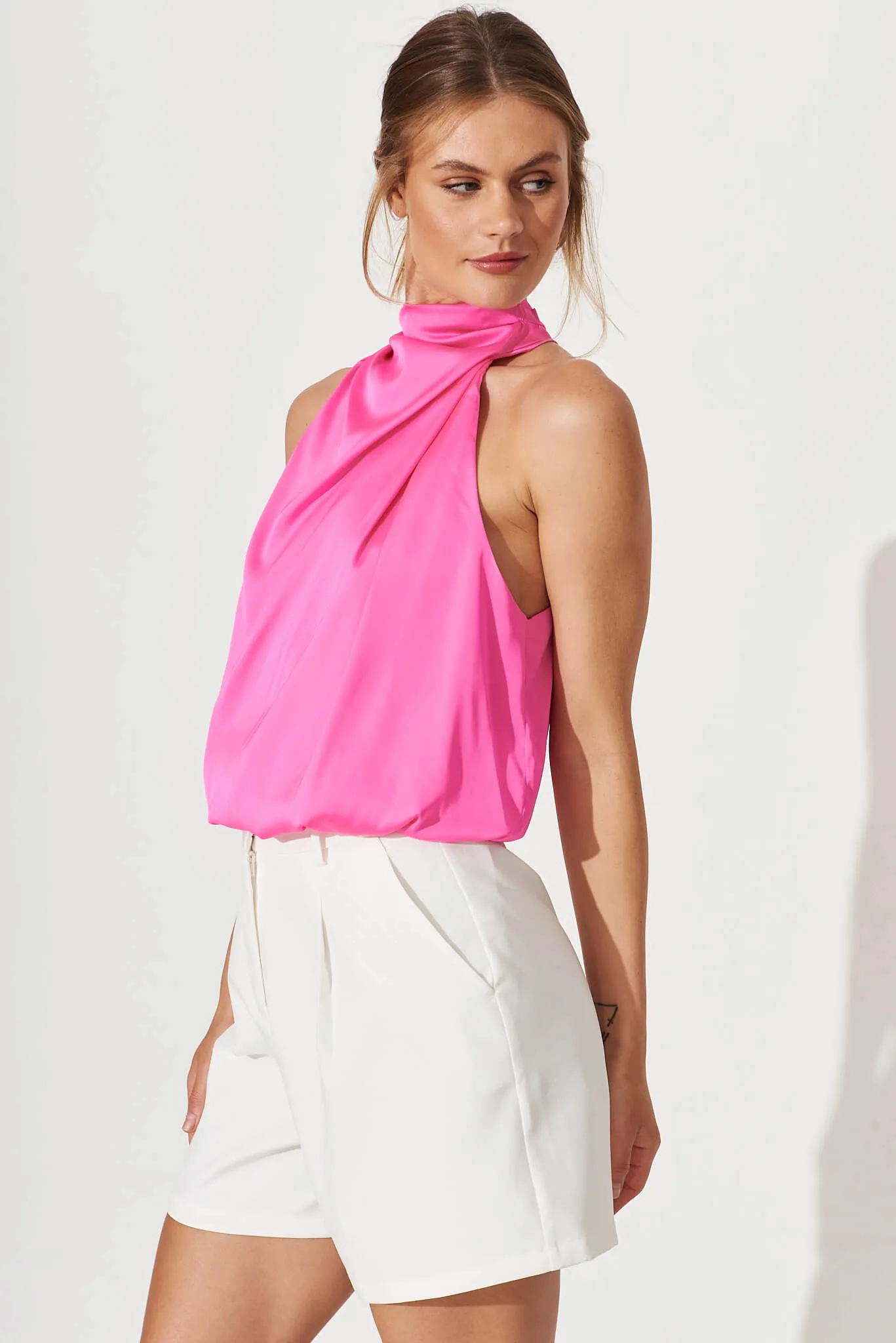 Pink Satin Roxanne Blouse