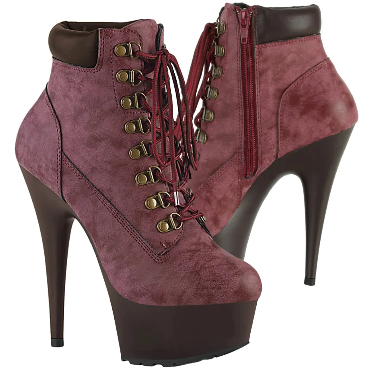 Pleaser DELIGHT 600TL 02 Boots Burgundy (UK5)