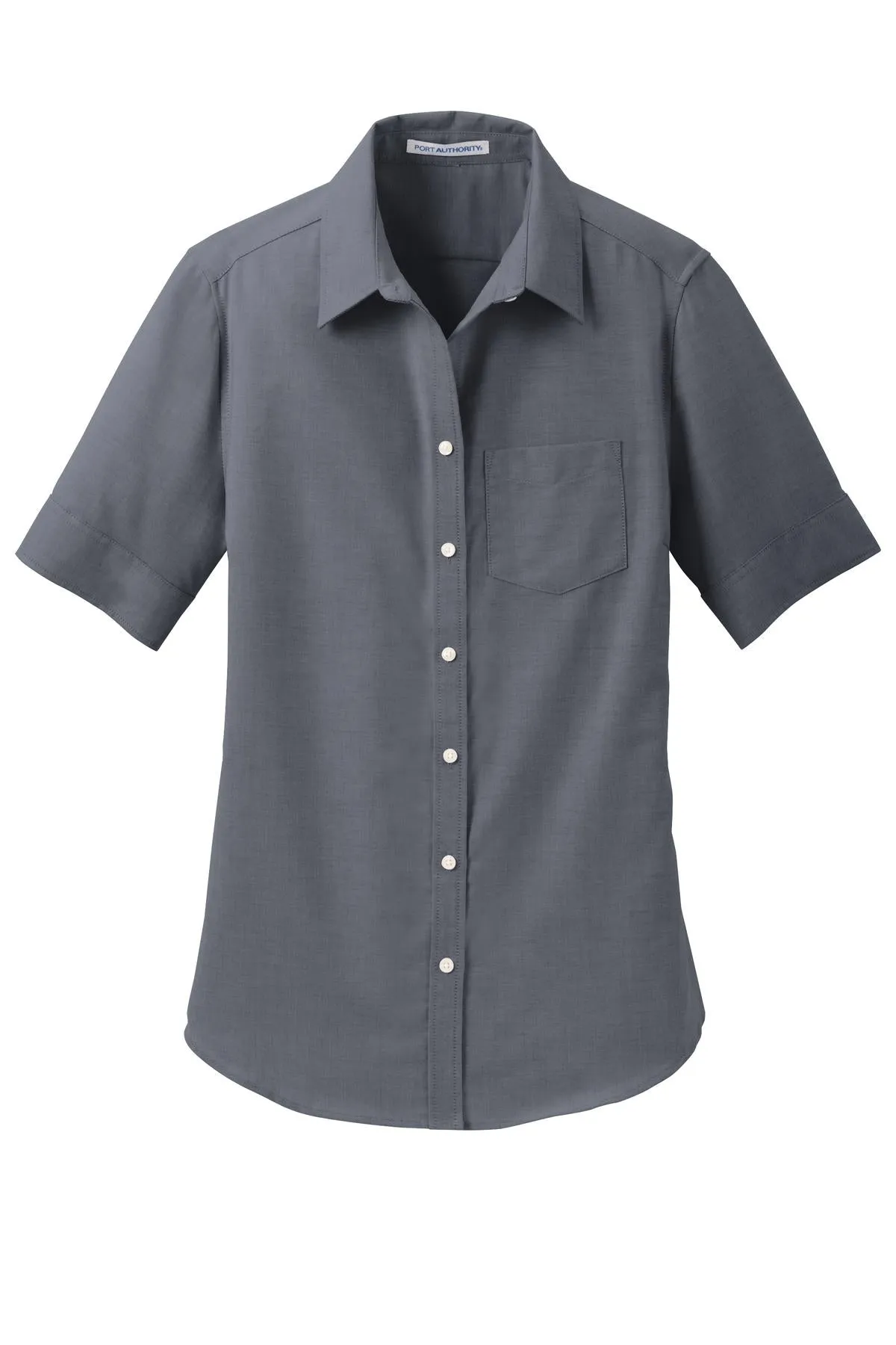 Port Authority Women's Short Sleeve SuperPro Oxford Shirt. L659 Black