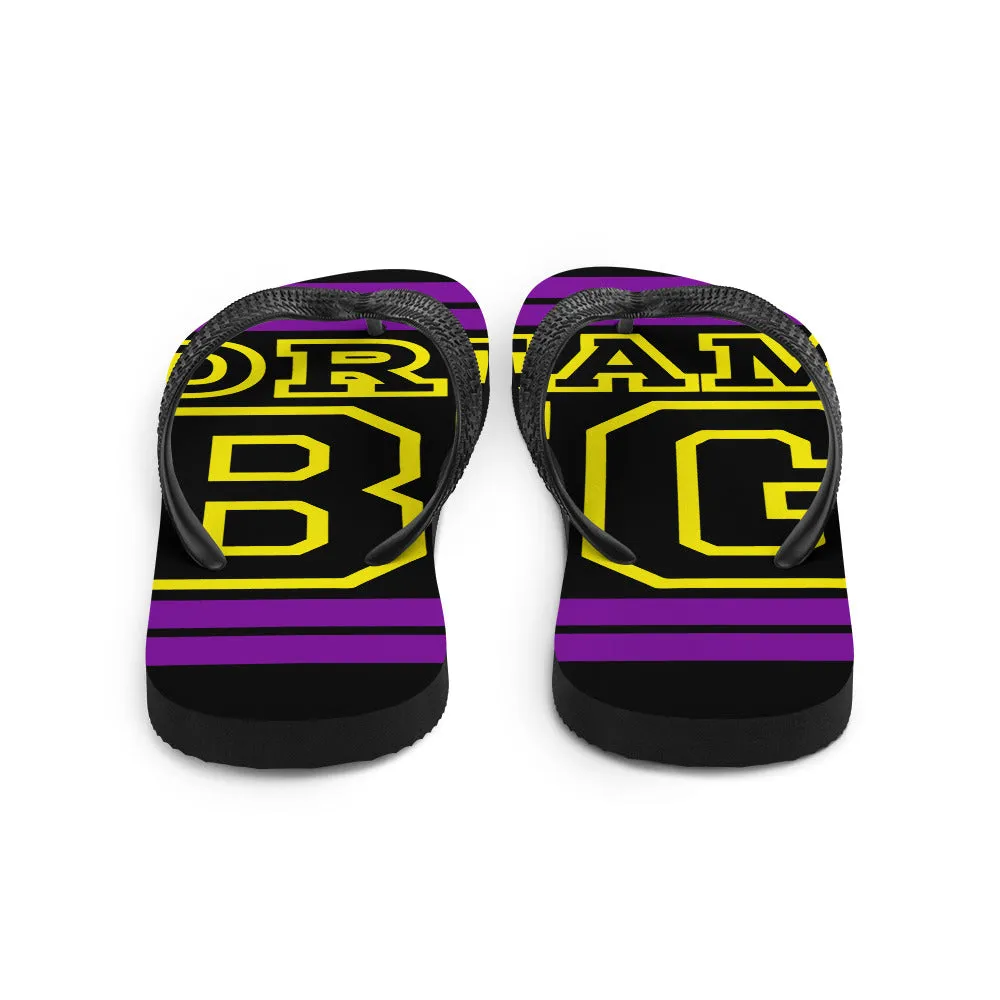 Purple and Yellow Dream Big Flip-Flops