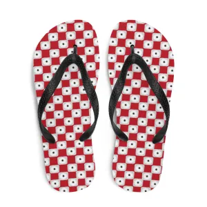 Red Chequered Pattern Flip-Flops