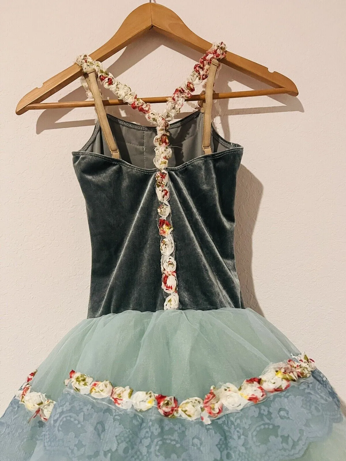 REVELATION DANCEWEAR Floral Ballet Costume Sz S Child Tutu Blue Sage