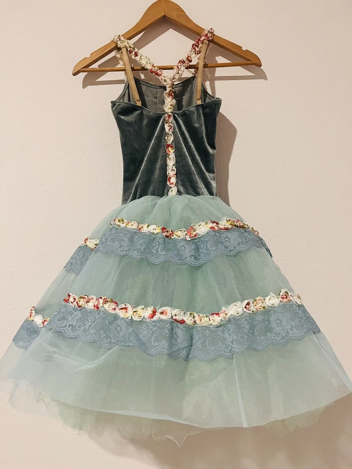 REVELATION DANCEWEAR Floral Ballet Costume Sz S Child Tutu Blue Sage