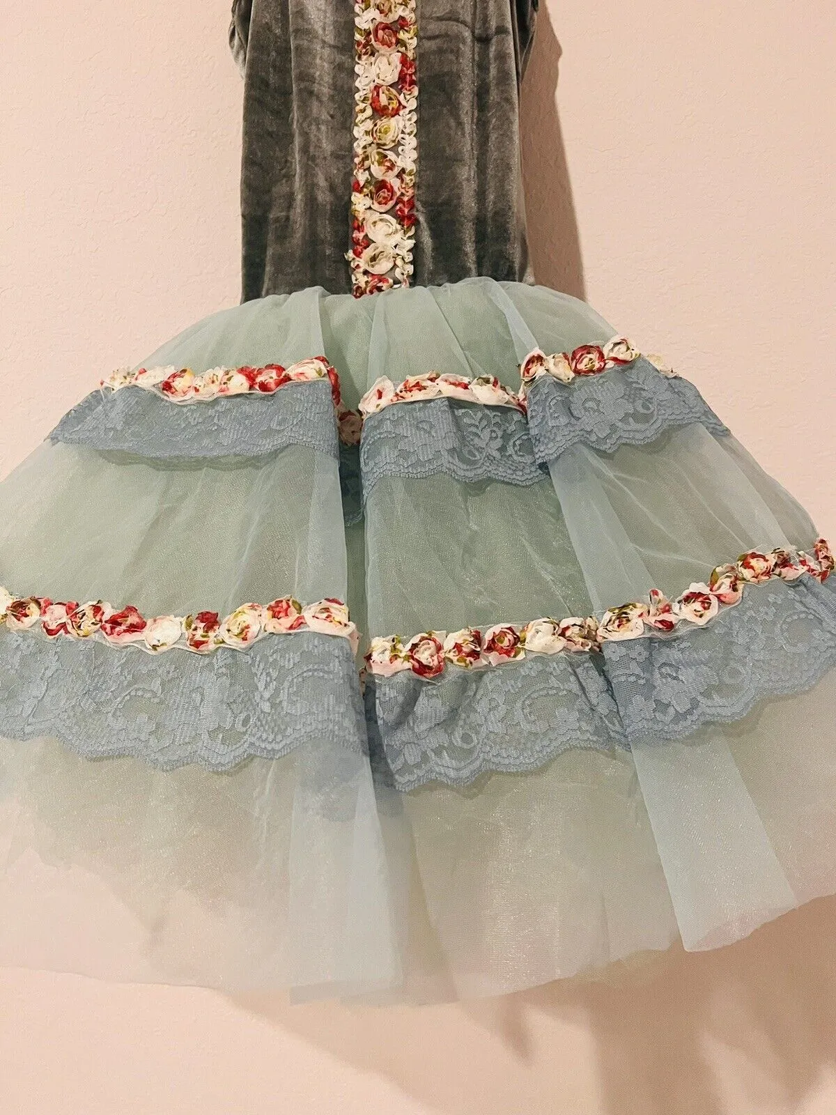 REVELATION DANCEWEAR Floral Ballet Costume Sz S Child Tutu Blue Sage