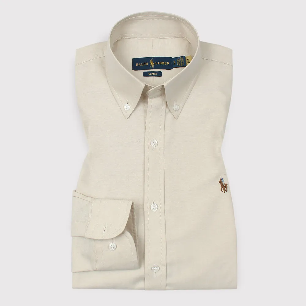 RL Tan Embroidered logo Oxford Shirt