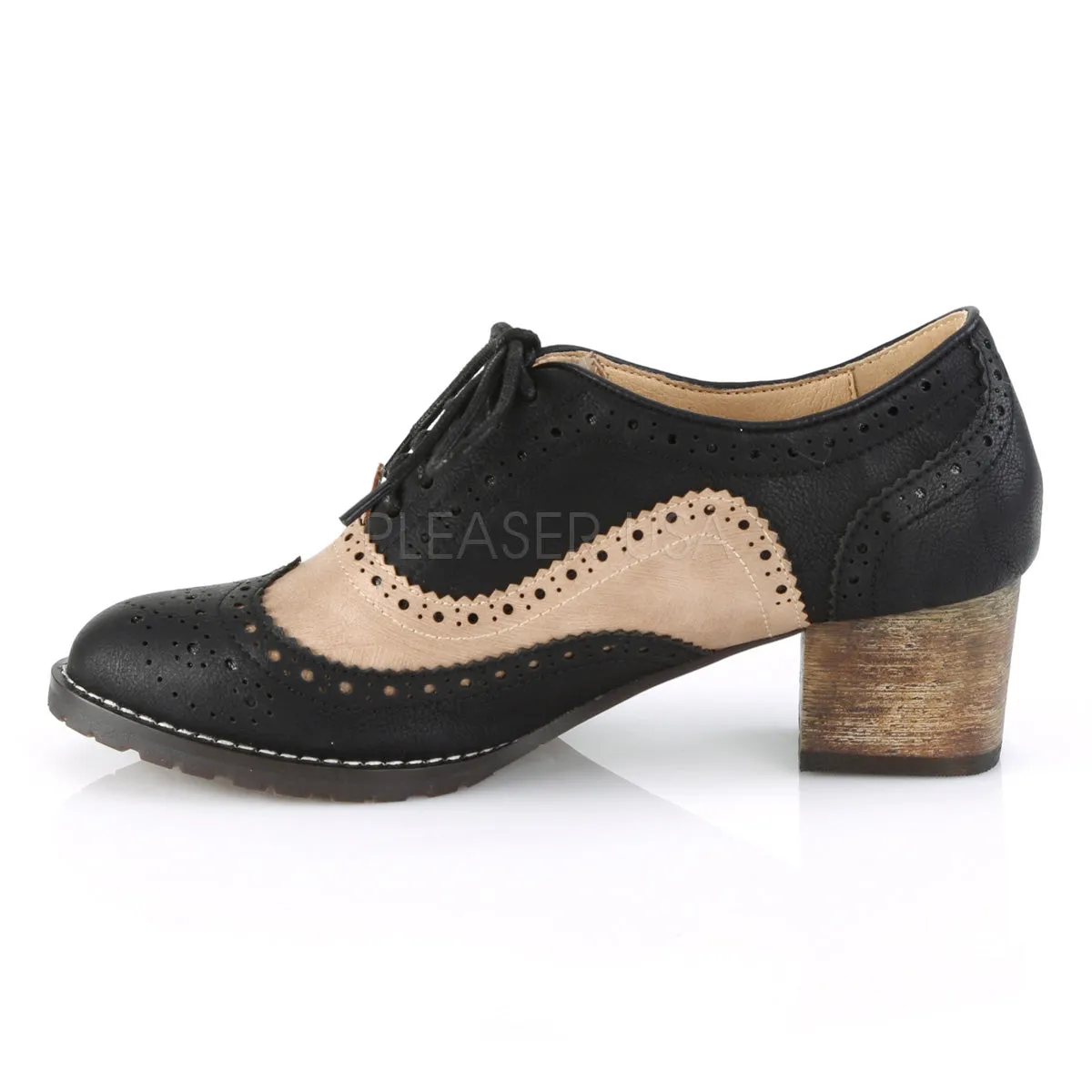 RUSSELL-34  Black-Tan Faux Leather