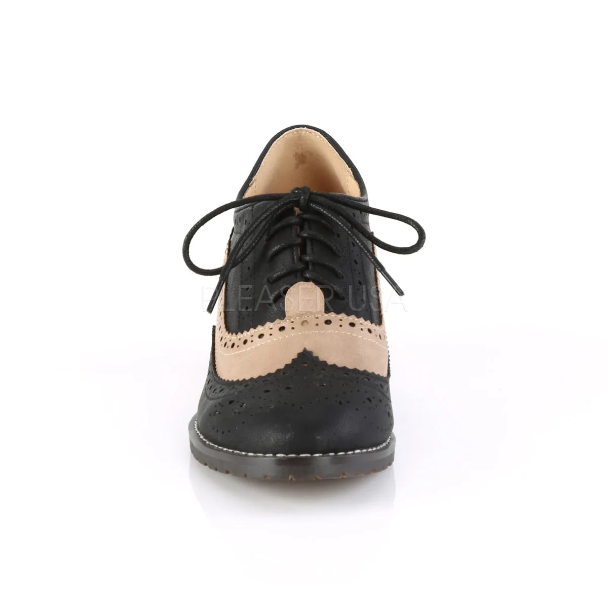RUSSELL-34  Black-Tan Faux Leather