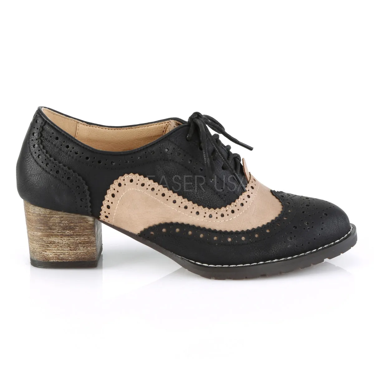 RUSSELL-34  Black-Tan Faux Leather