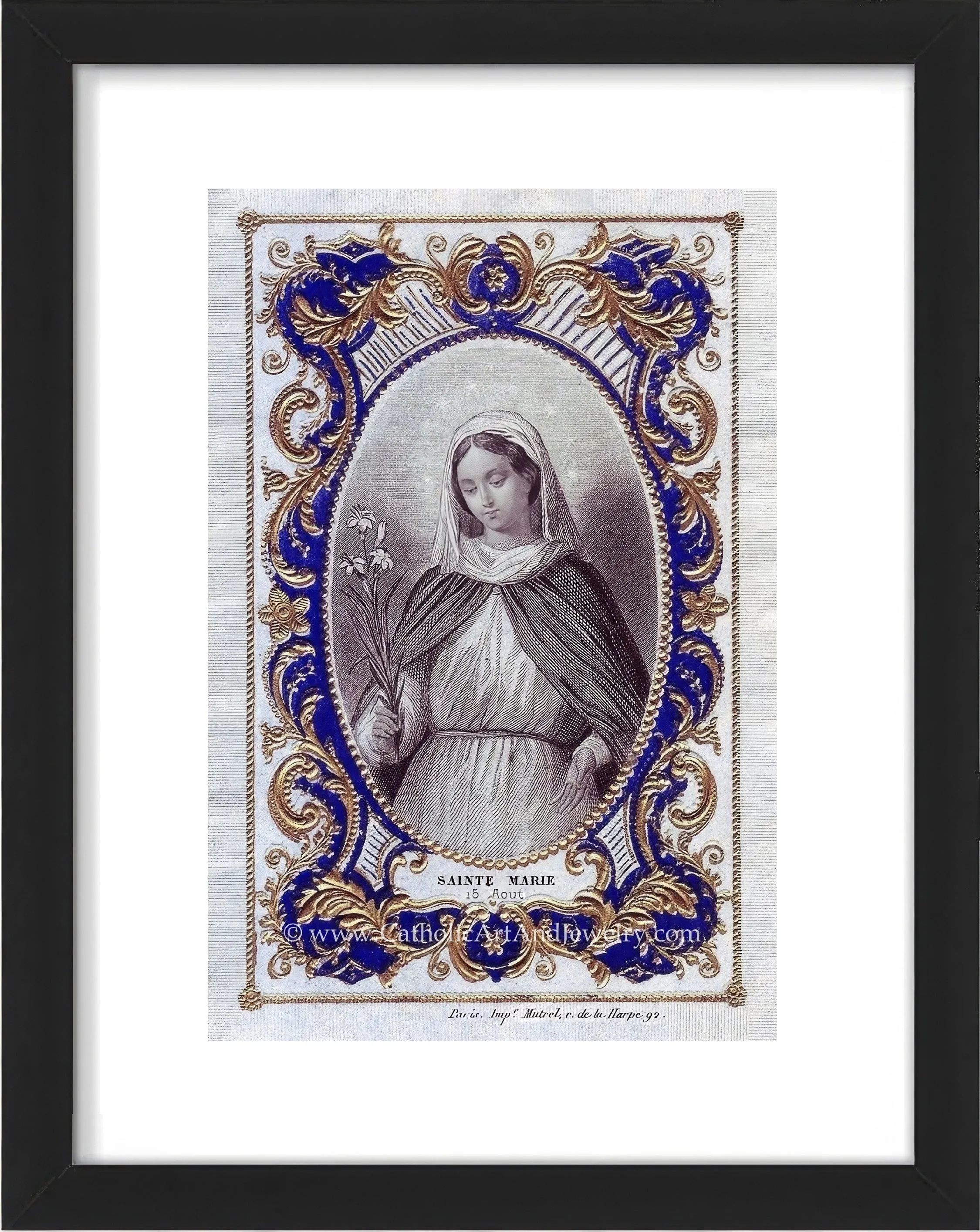 Saint Mary  – The Feast of the Assumption  – Based on a 19th Century Holy Card – Catholic Artwork