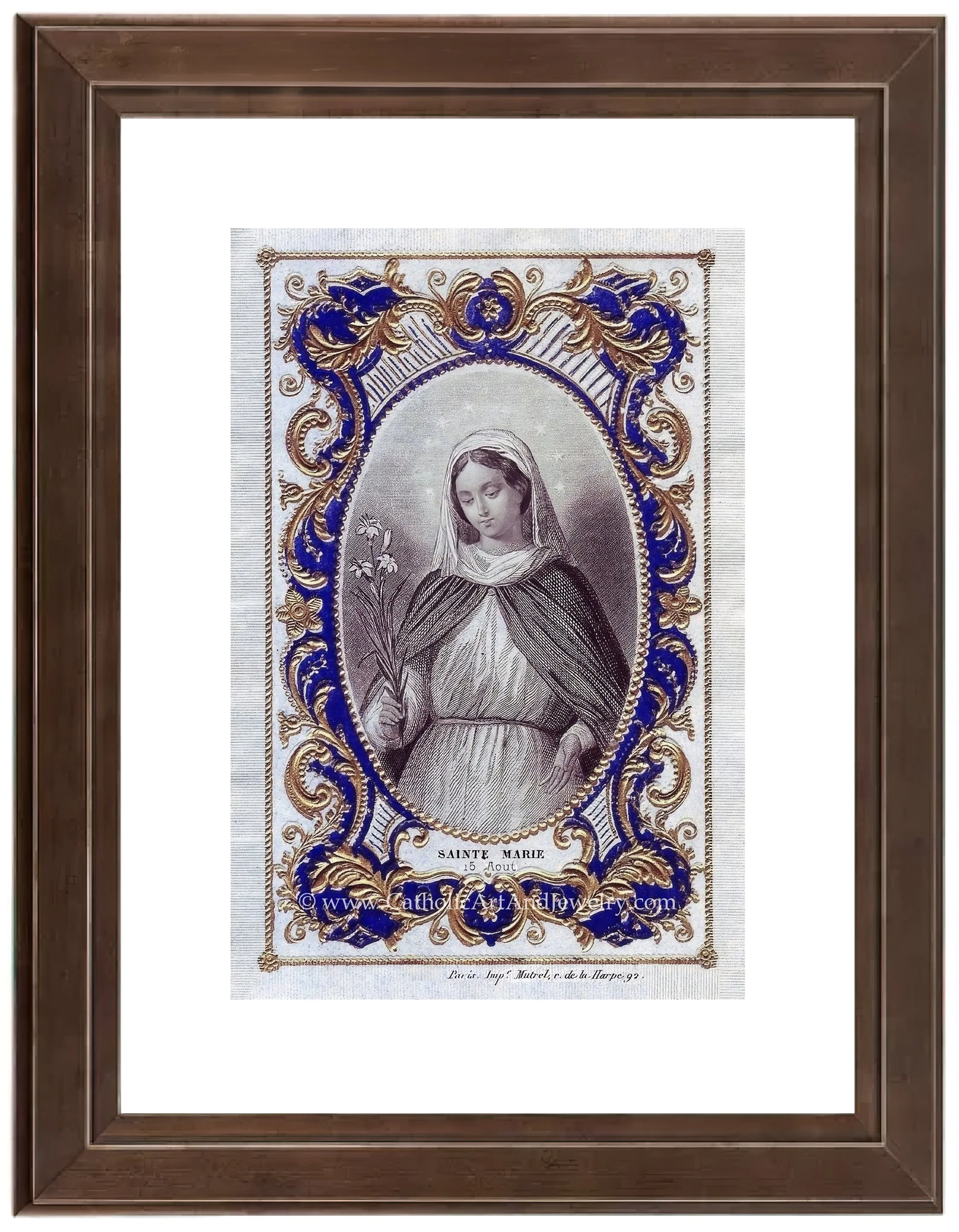 Saint Mary  – The Feast of the Assumption  – Based on a 19th Century Holy Card – Catholic Artwork