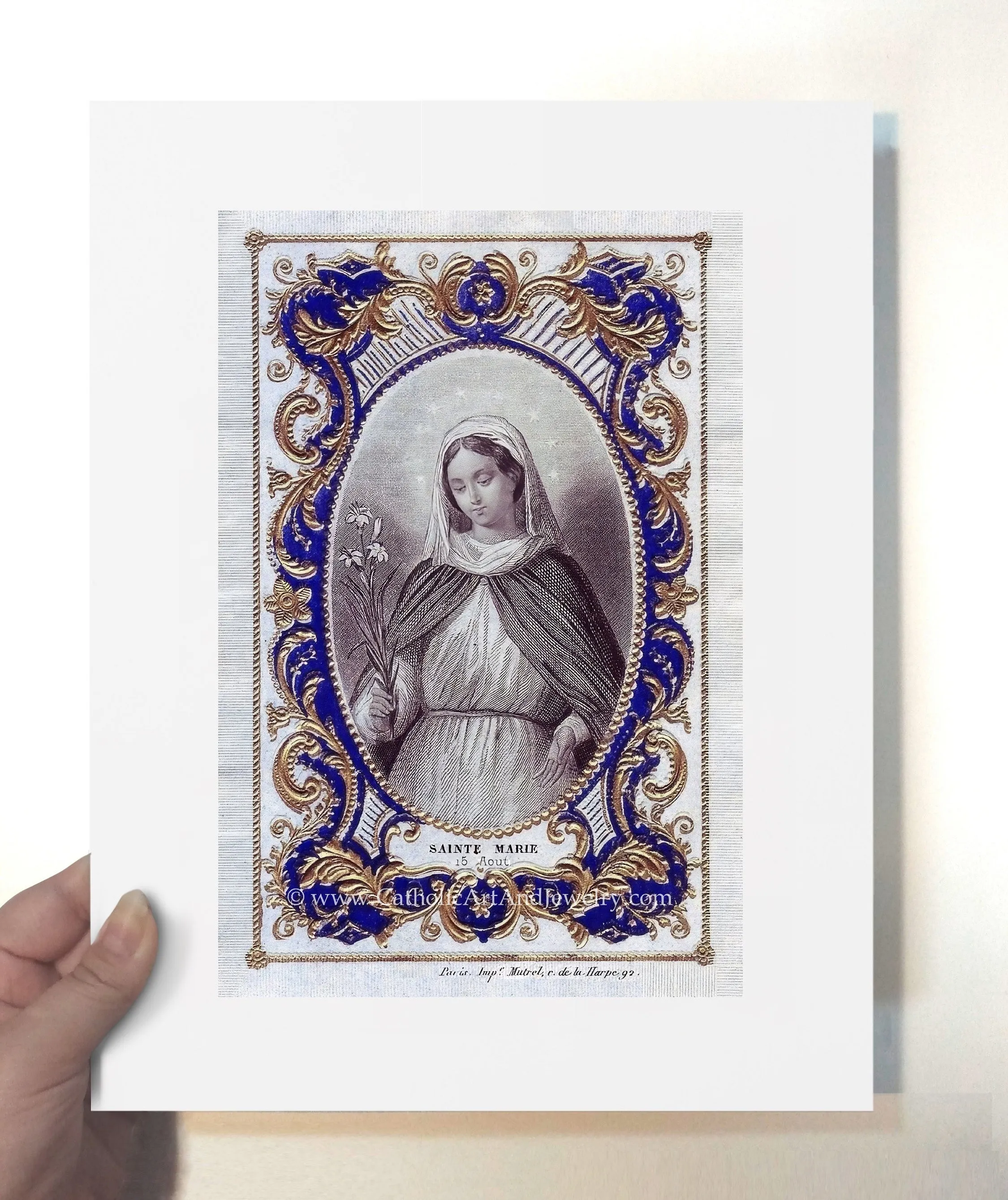 Saint Mary  – The Feast of the Assumption  – Based on a 19th Century Holy Card – Catholic Artwork
