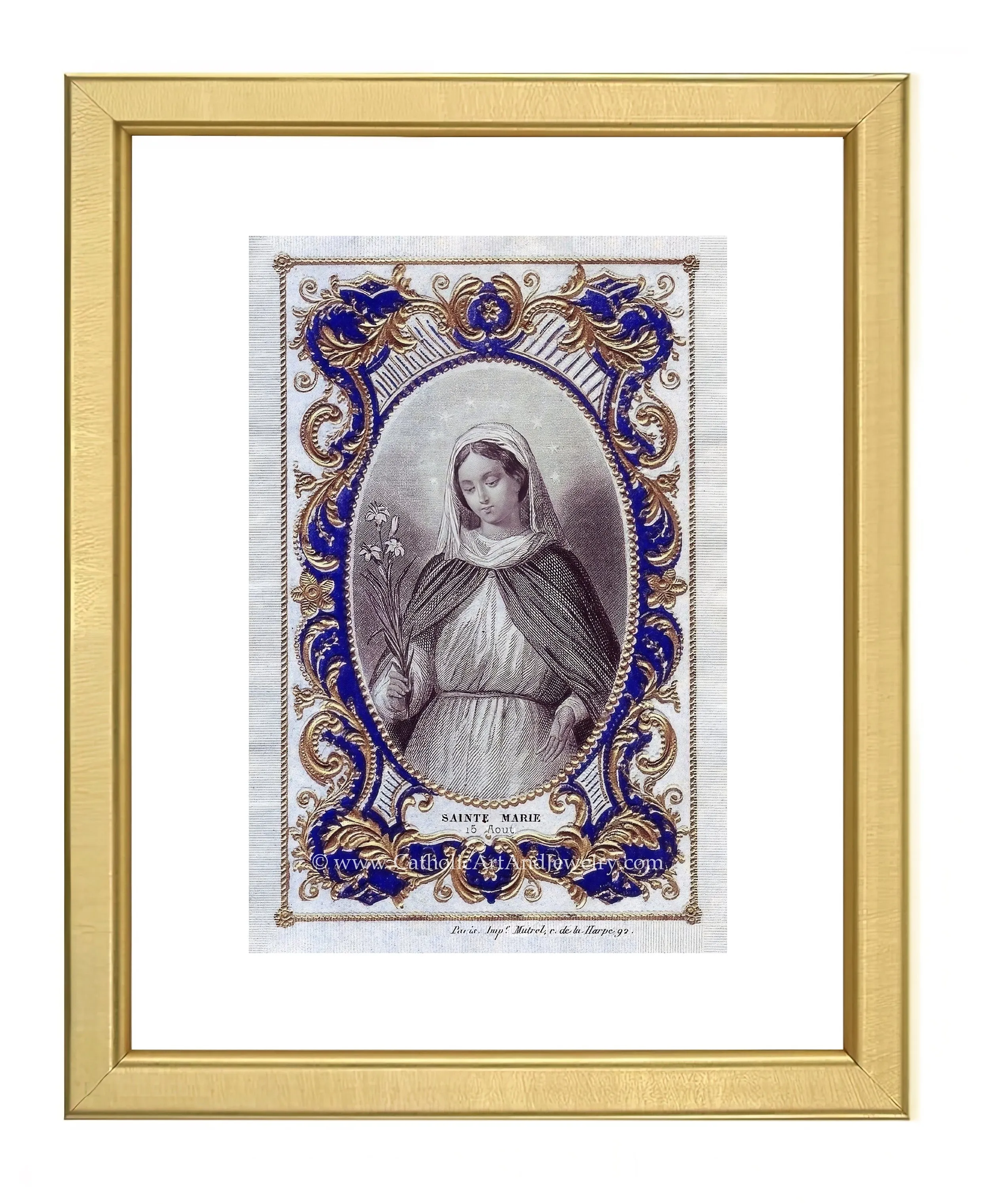 Saint Mary  – The Feast of the Assumption  – Based on a 19th Century Holy Card – Catholic Artwork