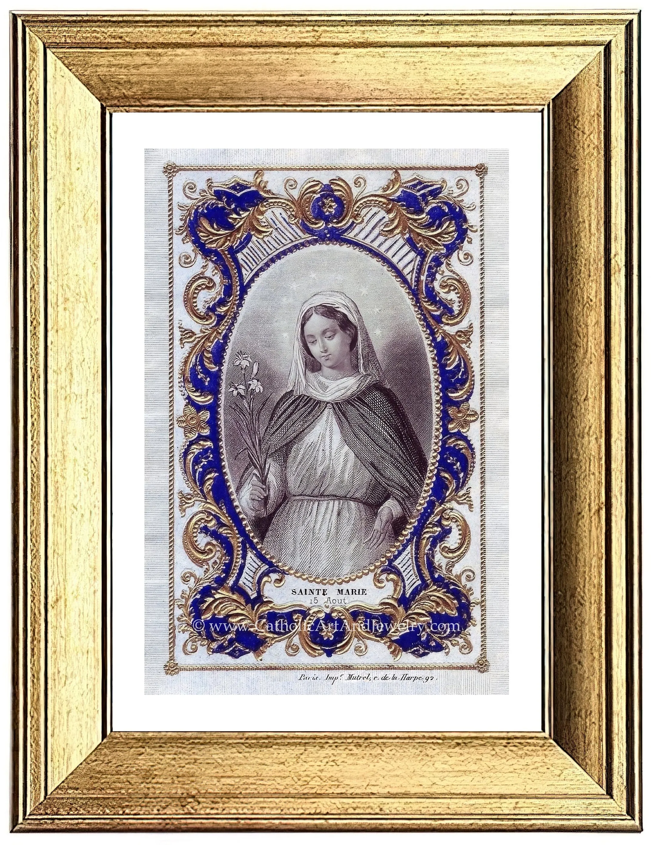 Saint Mary  – The Feast of the Assumption  – Based on a 19th Century Holy Card – Catholic Artwork