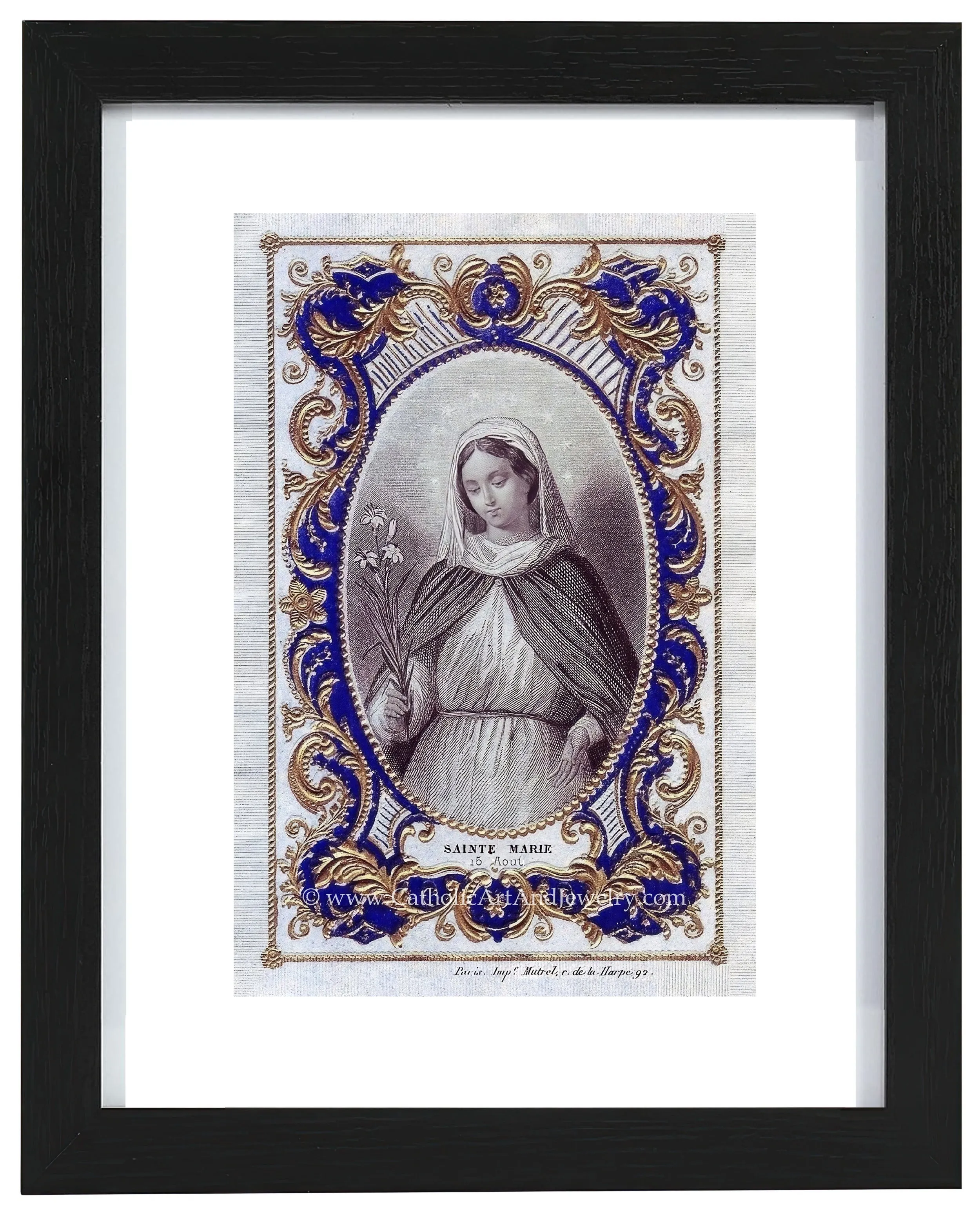 Saint Mary  – The Feast of the Assumption  – Based on a 19th Century Holy Card – Catholic Artwork