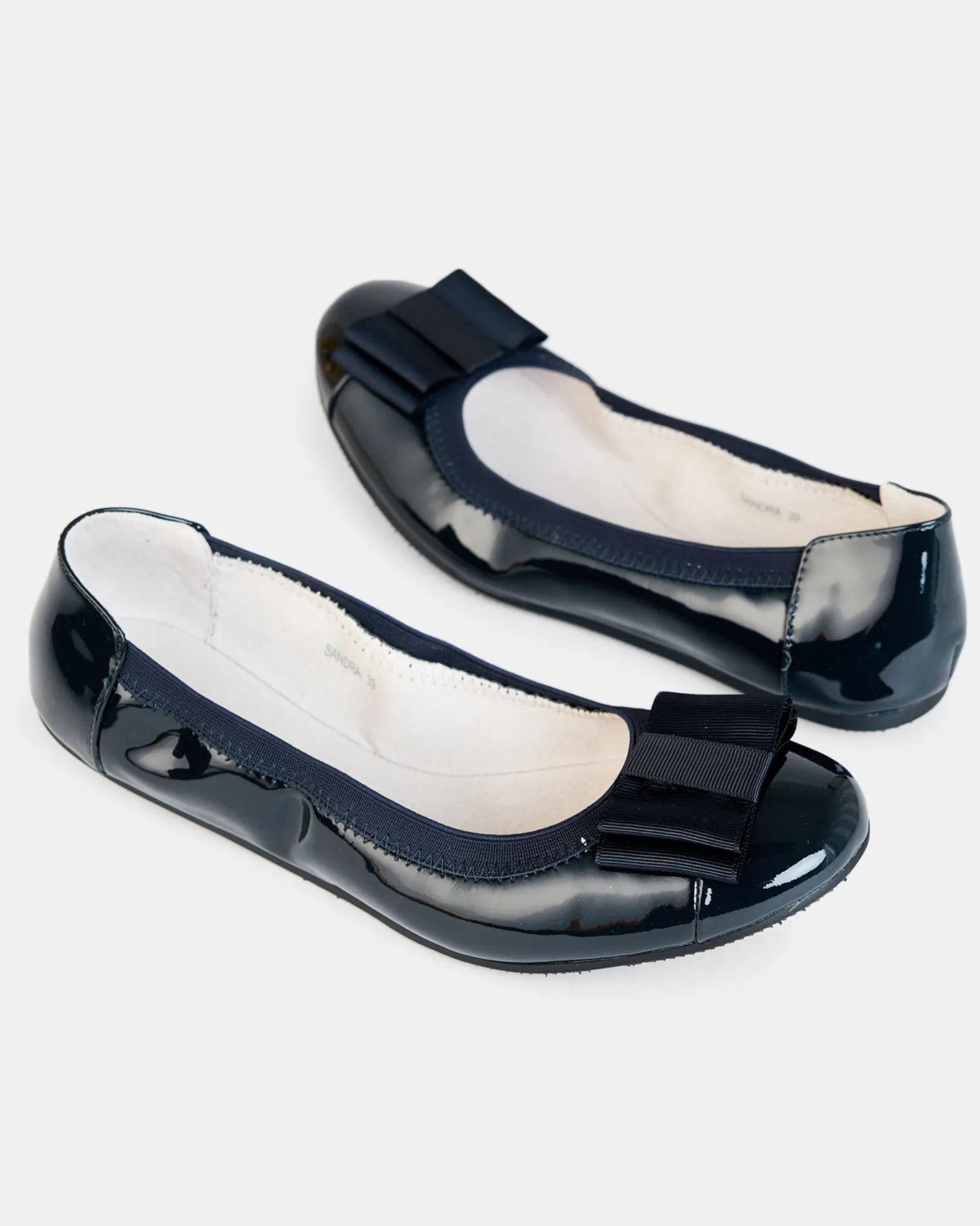 Sandra Bow Patent Ballet Flat - Navy