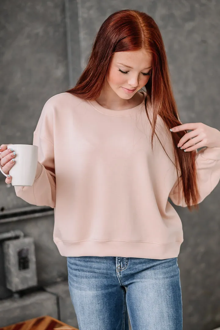 Scuba Relaxed Cropped Sweatshirt | Ballet Pink