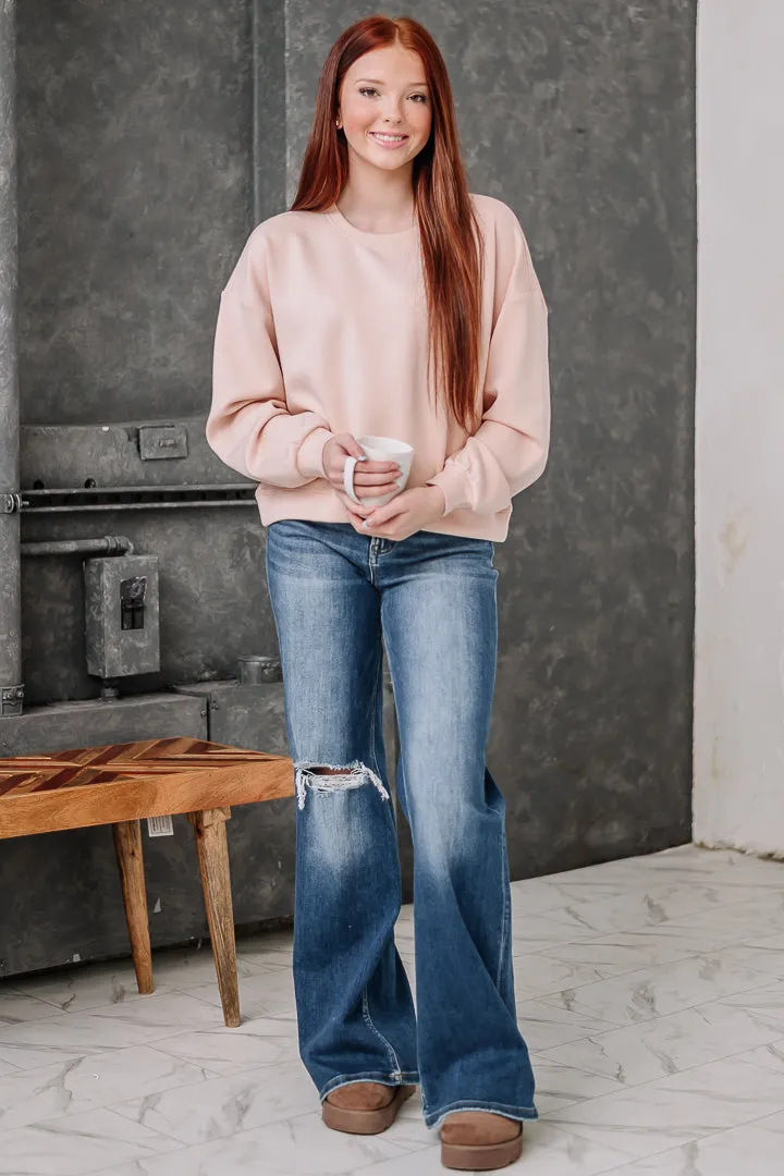 Scuba Relaxed Cropped Sweatshirt | Ballet Pink