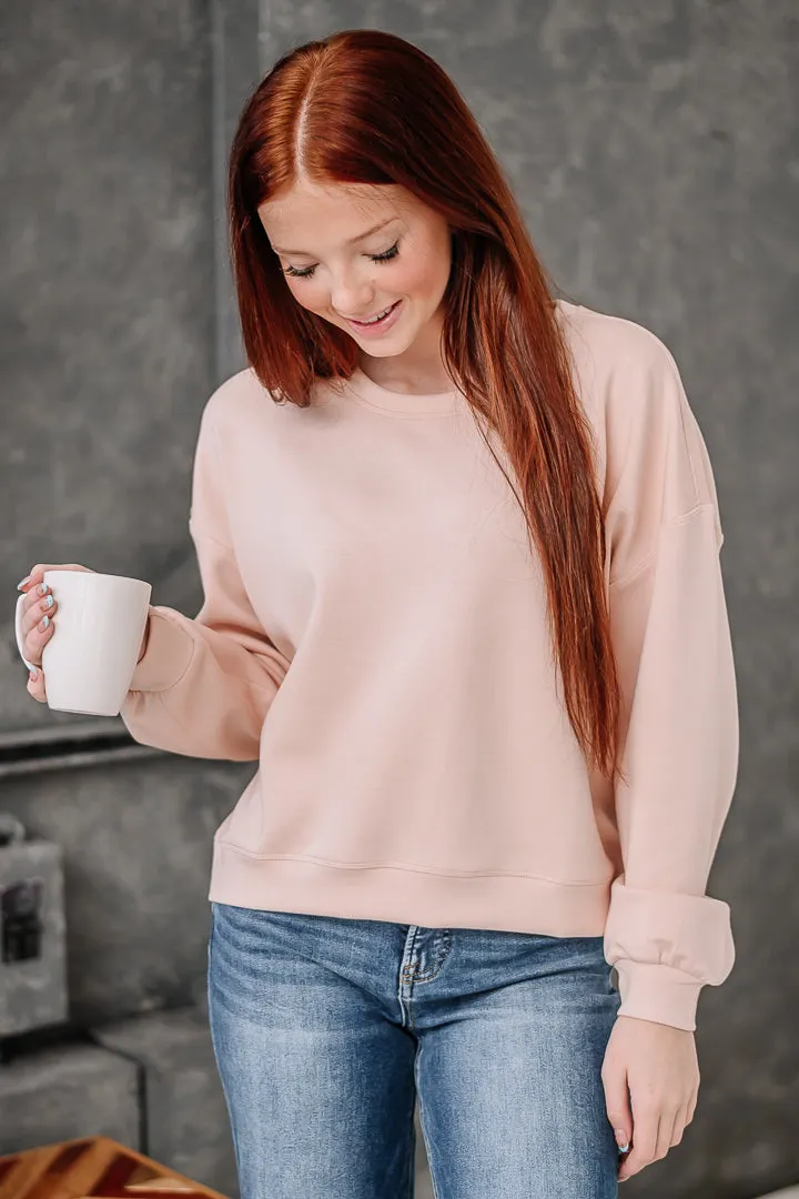 Scuba Relaxed Cropped Sweatshirt | Ballet Pink