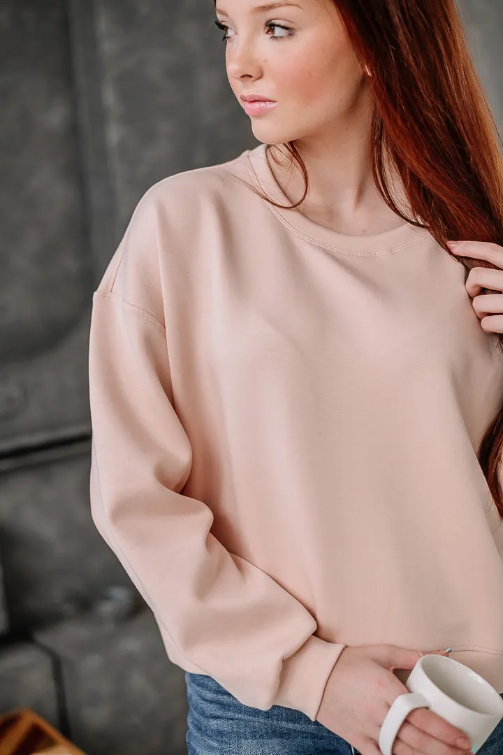 Scuba Relaxed Cropped Sweatshirt | Ballet Pink