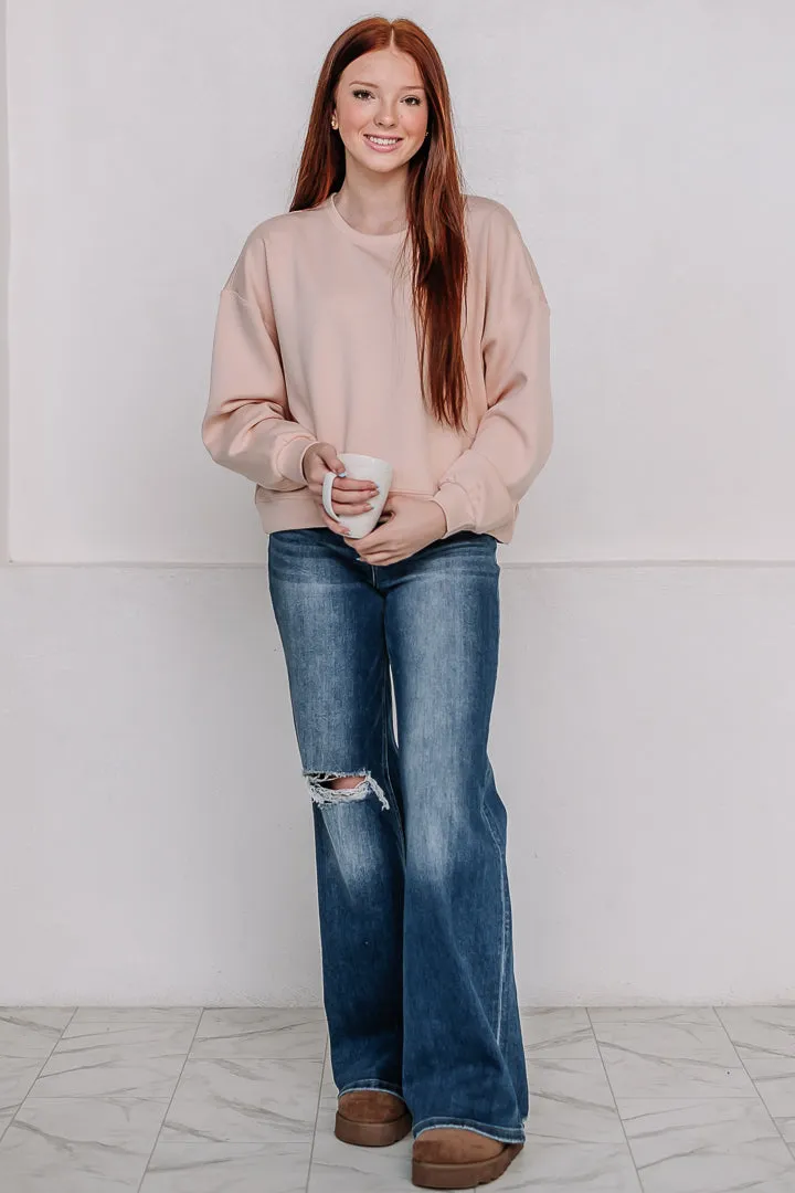 Scuba Relaxed Cropped Sweatshirt | Ballet Pink