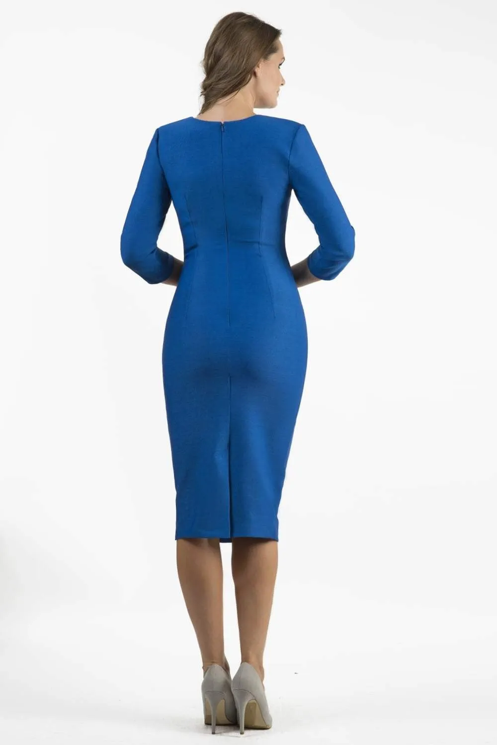 Seed Thornton Round Neck Three-quarter Sleeve Pencil Dress
